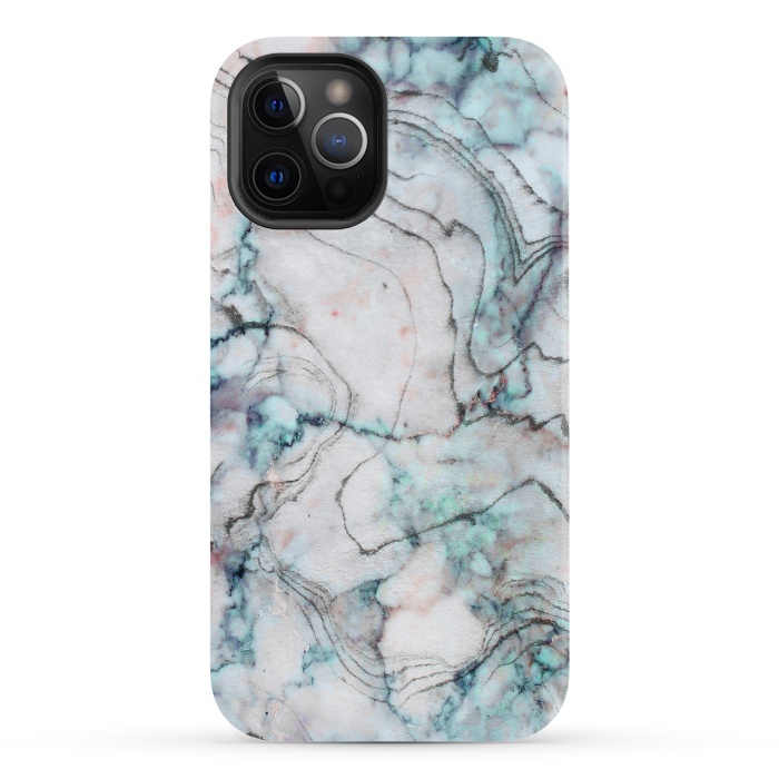 iPhone 12 Pro StrongFit Teal and gray marble by  Utart