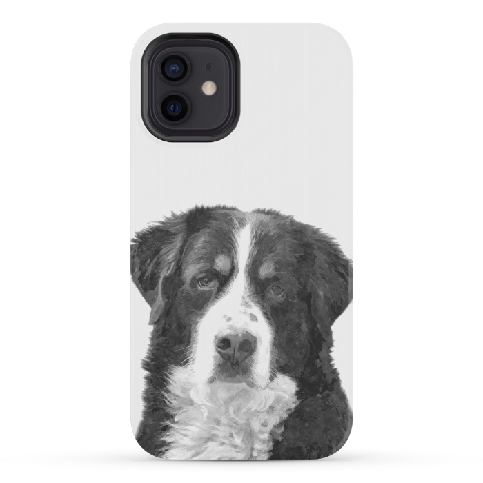 iPhone 12 mini StrongFit Black and White Bernese Mountain by Alemi