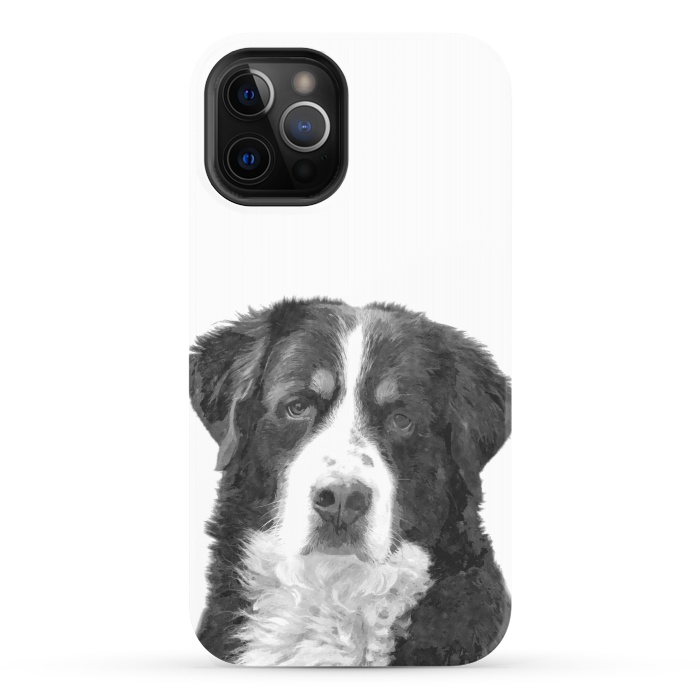 iPhone 12 Pro StrongFit Black and White Bernese Mountain by Alemi