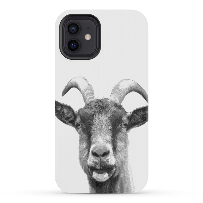 iPhone 12 mini StrongFit Black and White Goat Portrait by Alemi