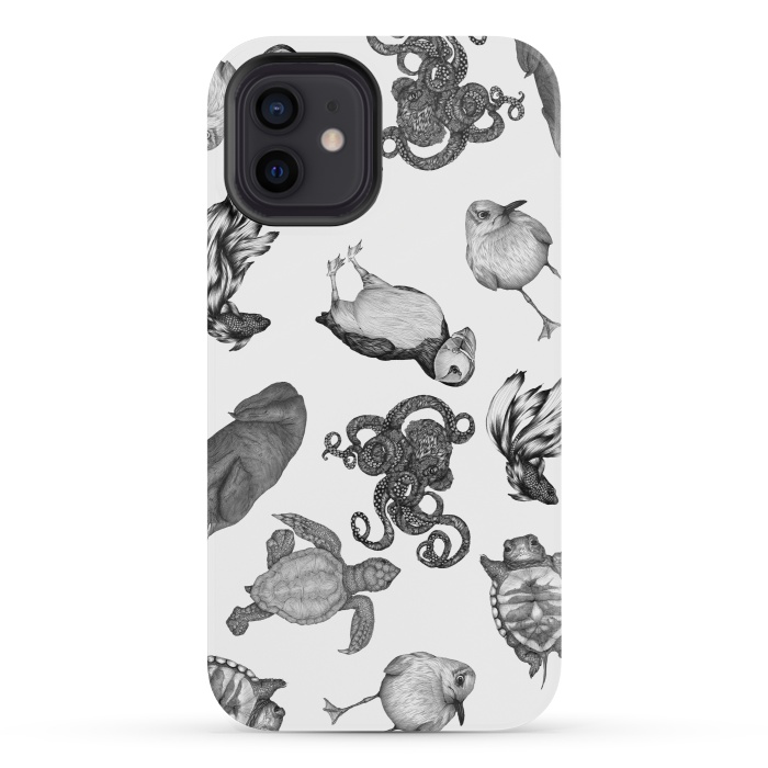 iPhone 12 mini StrongFit Cute Sea Animals Party by ECMazur 