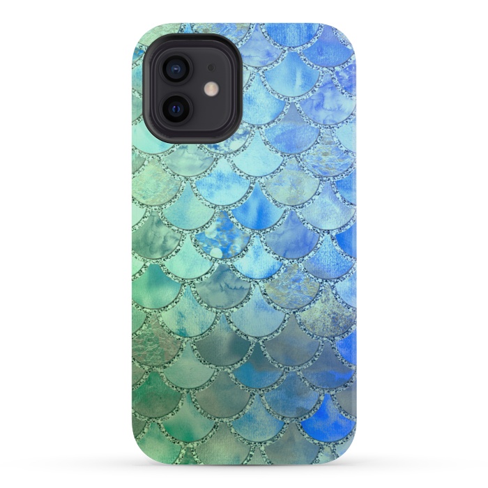 iPhone 12 mini StrongFit Ocean green and blue Mermaid Scales by  Utart