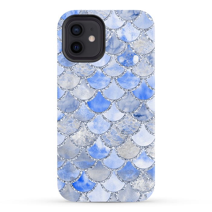 iPhone 12 StrongFit Blue and Silver Mermaid Scales by  Utart