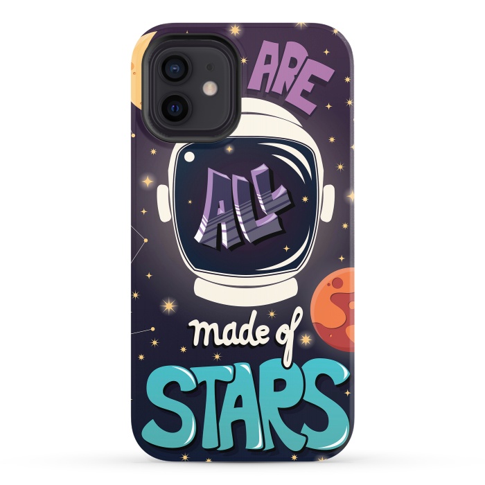 iPhone 12 StrongFit We are all made of stars, typography modern poster design with astronaut helmet and night sky by Jelena Obradovic