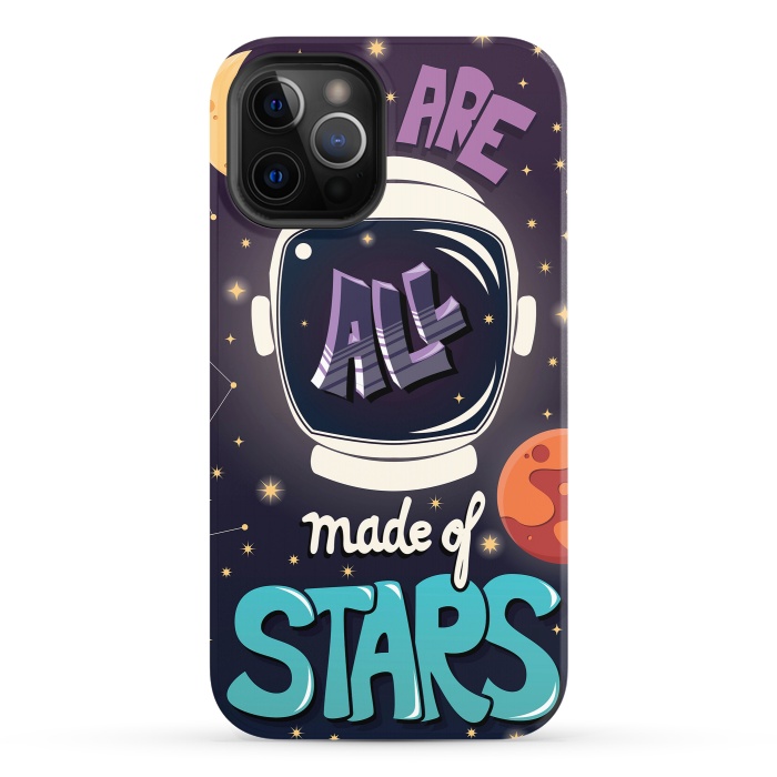 iPhone 12 Pro StrongFit We are all made of stars, typography modern poster design with astronaut helmet and night sky by Jelena Obradovic