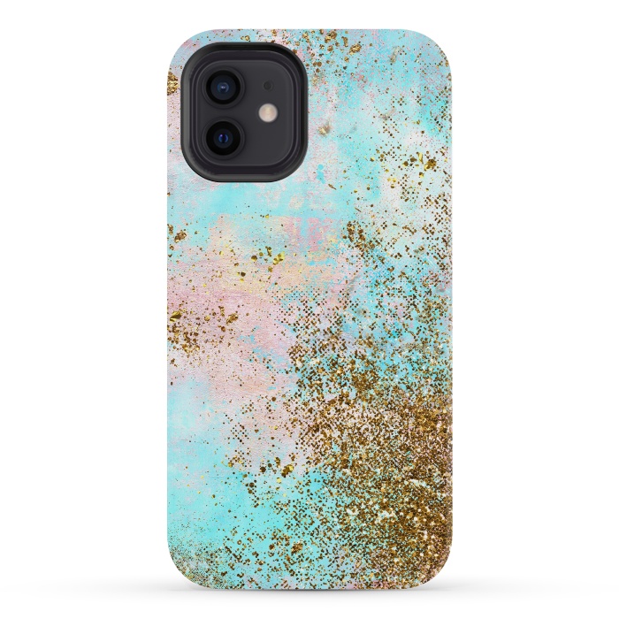 iPhone 12 mini StrongFit Pink and Teal and Gold Mermaid Glitter Seafoam by  Utart