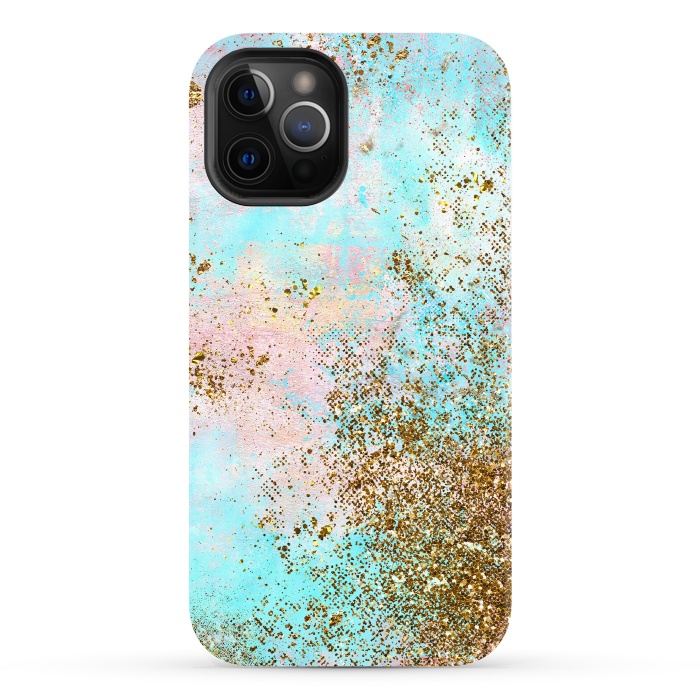 iPhone 12 Pro StrongFit Pink and Teal and Gold Mermaid Glitter Seafoam by  Utart