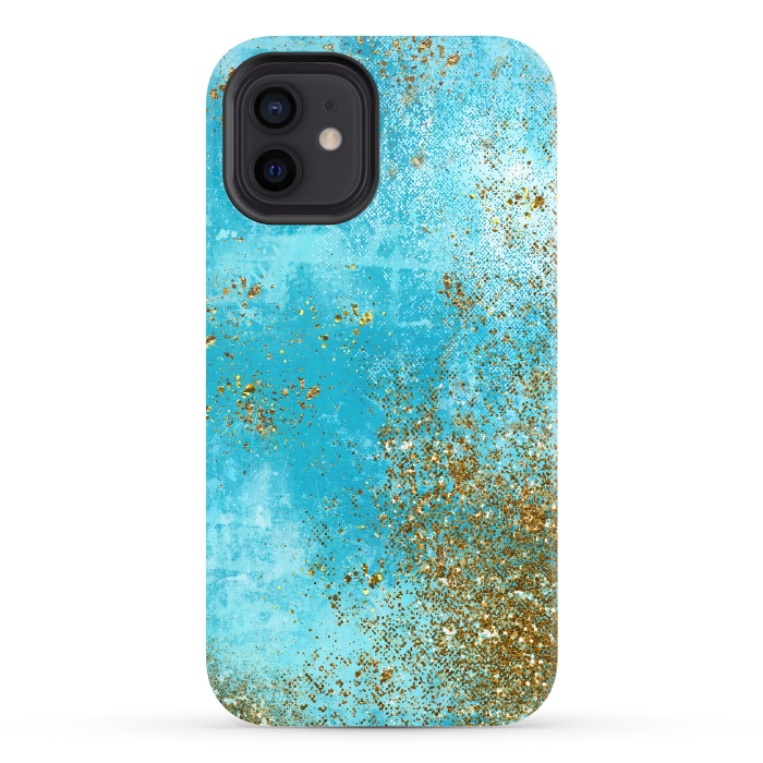 iPhone 12 StrongFit Teal and Gold Mermaid Ocean Seafoam by  Utart