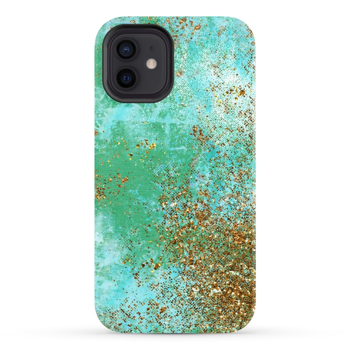 iPhone 12 StrongFit Green and Gold Mermaid Glitter SeaFoam by  Utart