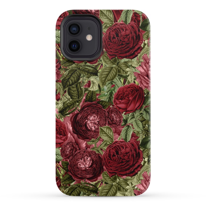 iPhone 12 StrongFit Victorian Dark Red Vintage Roses by  Utart