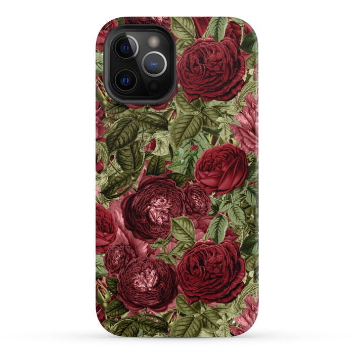 iPhone 12 Pro StrongFit Victorian Dark Red Vintage Roses by  Utart