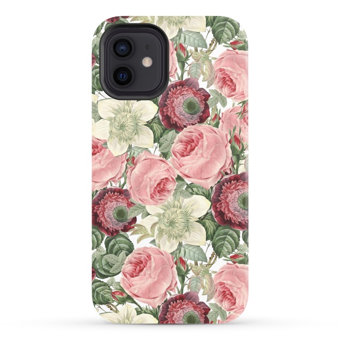 iPhone 12 StrongFit Pastel Vintage Roses Pattern by  Utart