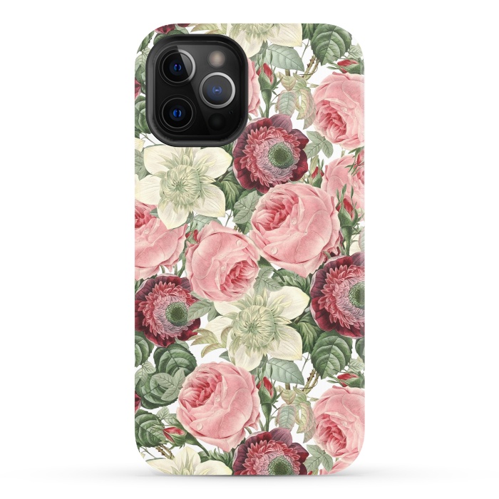 iPhone 12 Pro StrongFit Pastel Vintage Roses Pattern by  Utart