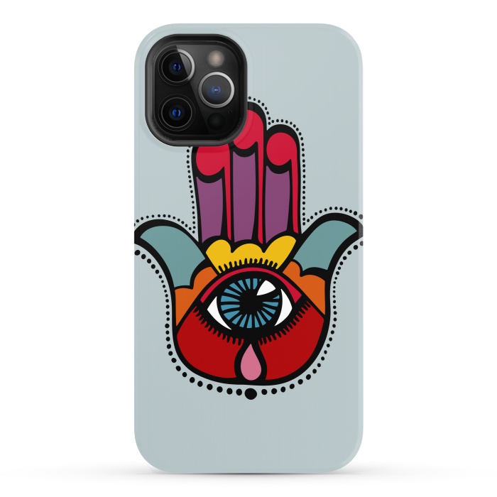 iPhone 12 Pro StrongFit Pop Hamsa over Blue by Majoih
