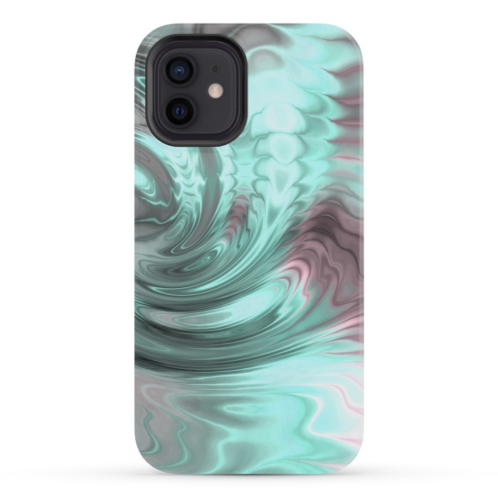 iPhone 12 mini StrongFit Abstract Fractal Teal Pink 2 by Andrea Haase