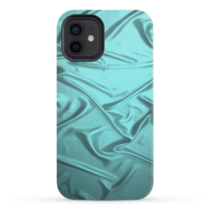 iPhone 12 mini StrongFit Shimmering Teal Satin by Andrea Haase