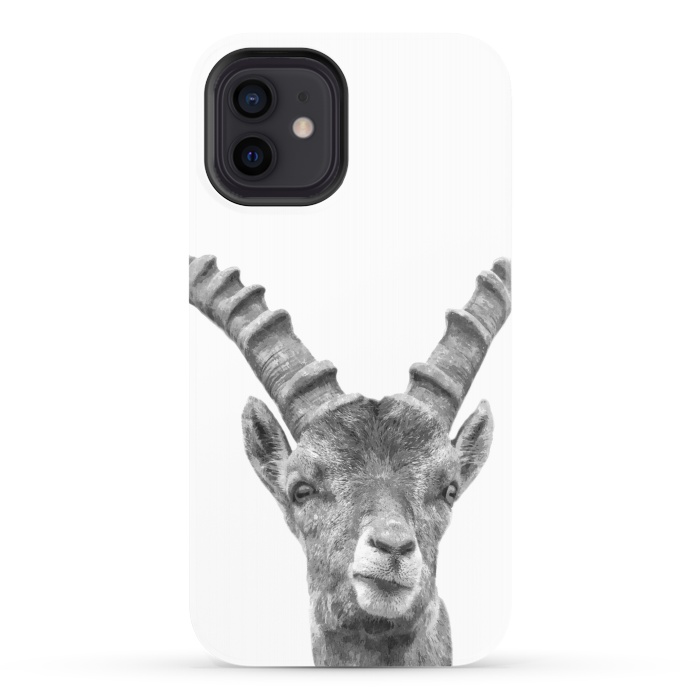 iPhone 12 StrongFit Black and White Capricorn by Alemi
