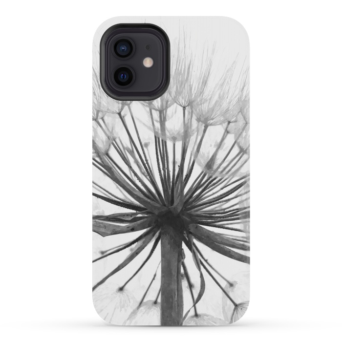 iPhone 12 mini StrongFit Black and White Dandelion by Alemi