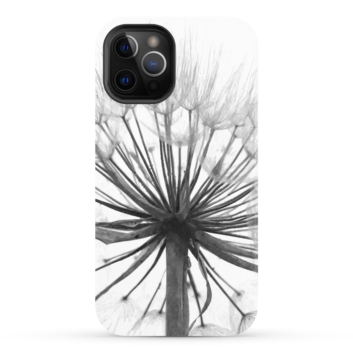 iPhone 12 Pro StrongFit Black and White Dandelion by Alemi