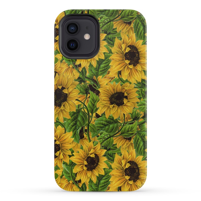 iPhone 12 mini StrongFit Vintage Sunflower Pattern by  Utart