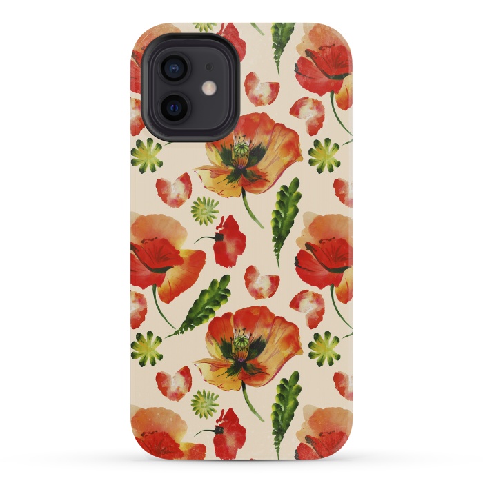 iPhone 12 mini StrongFit Watercolor Poppy Pattern by  Utart