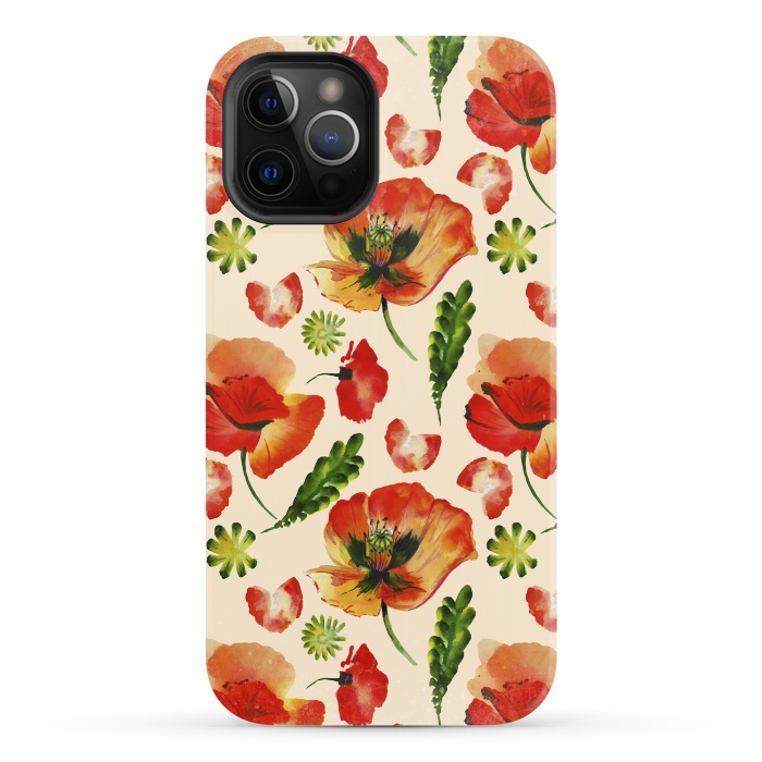 iPhone 12 Pro StrongFit Watercolor Poppy Pattern by  Utart