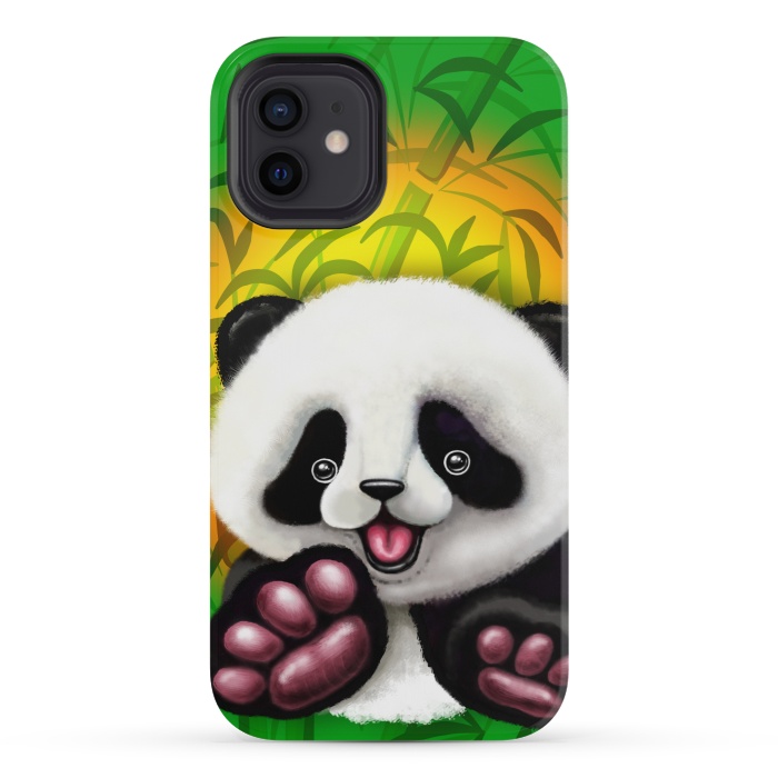 iPhone 12 mini StrongFit Panda Baby Bear Cute and Happy by BluedarkArt