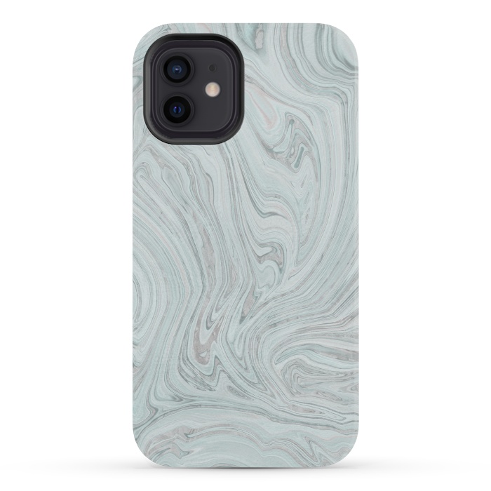 iPhone 12 mini StrongFit Teal Grey Soft Pastel Marble by Andrea Haase