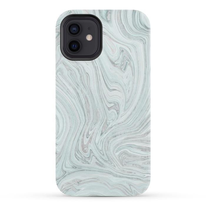 iPhone 12 StrongFit Teal Grey Soft Pastel Marble by Andrea Haase