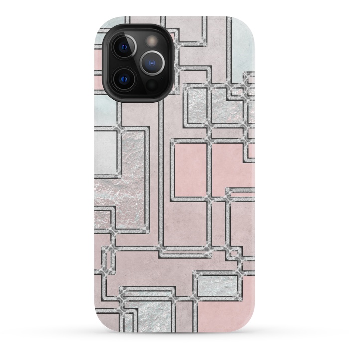 iPhone 12 Pro StrongFit Pink Aqua Cubicals by Andrea Haase