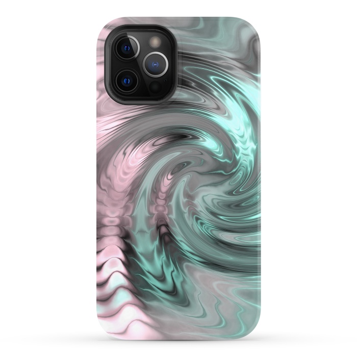 iPhone 12 Pro StrongFit Abstract Fractal Swirl Rose Gold And Teal 2 by Andrea Haase