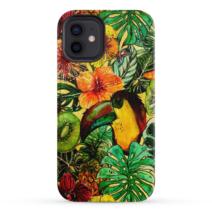 iPhone 12 mini StrongFit Tropical bird in flower jungle by  Utart