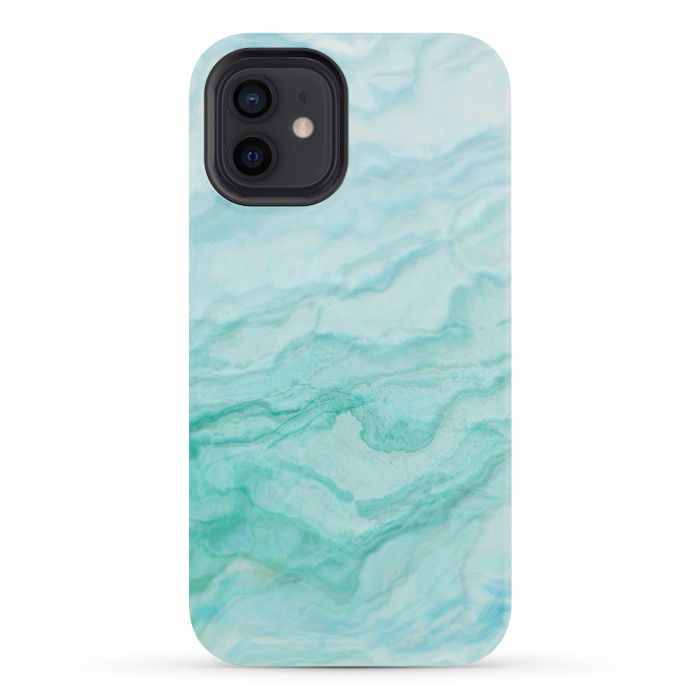 iPhone 12 mini StrongFit Teal and Turquoise Marble Ink by  Utart