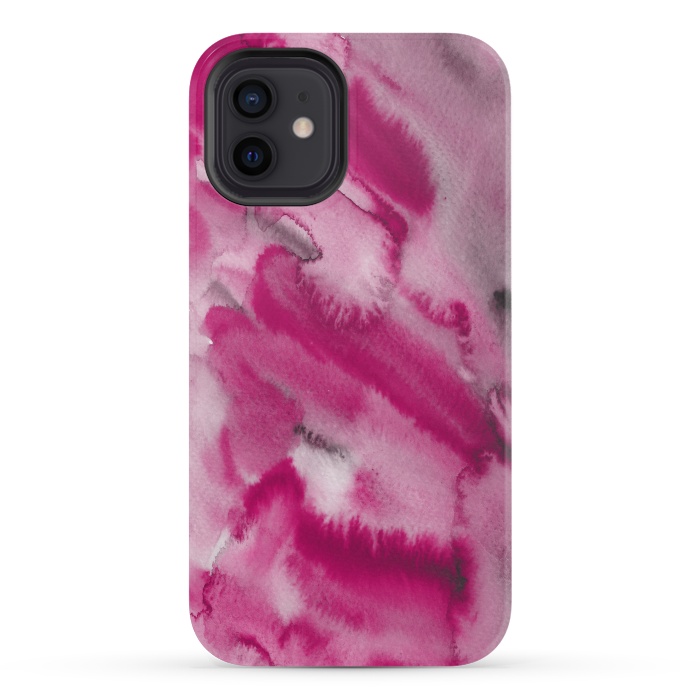 iPhone 12 mini StrongFit Pink and Grey Ink Marble Texture  by  Utart