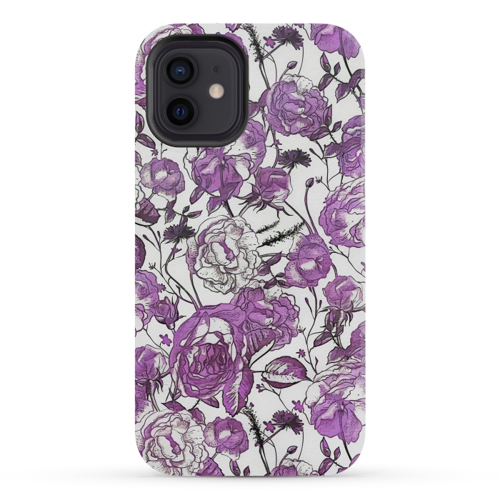 iPhone 12 mini StrongFit Nostalgic Purple Flower Pattern by Andrea Haase