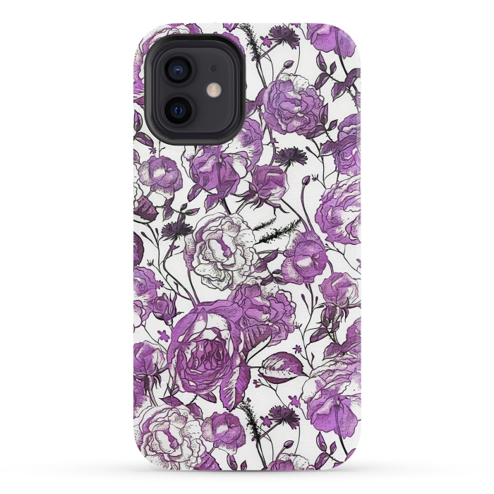 iPhone 12 StrongFit Nostalgic Purple Flower Pattern by Andrea Haase