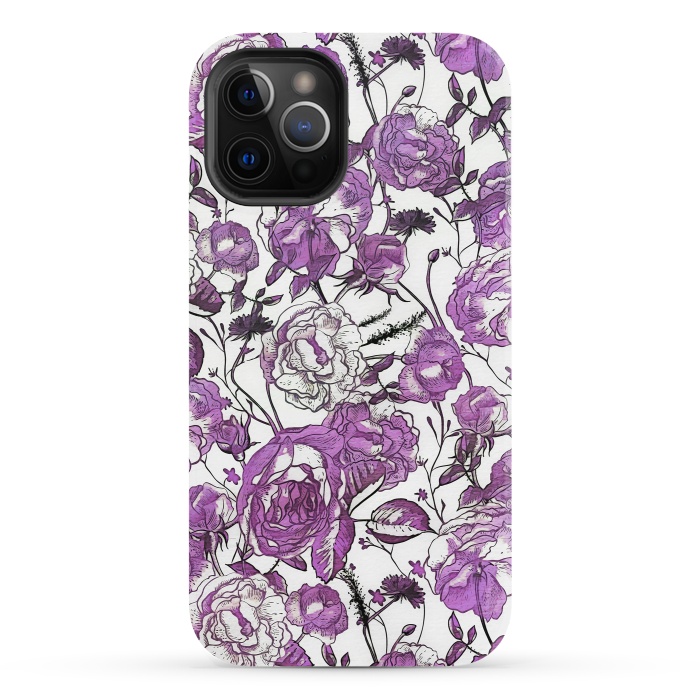 iPhone 12 Pro StrongFit Nostalgic Purple Flower Pattern by Andrea Haase