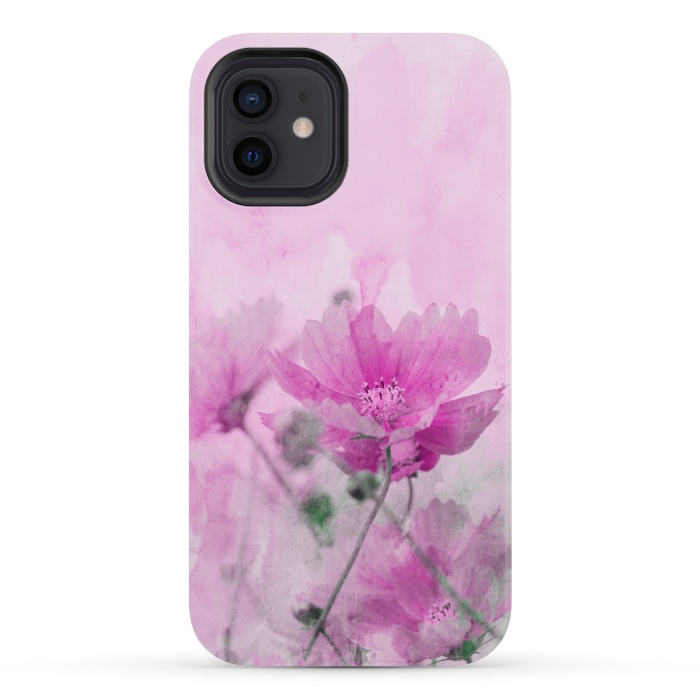 iPhone 12 mini StrongFit Pink Cosmea Watercolor Art by Andrea Haase
