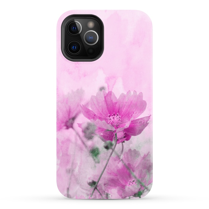 iPhone 12 Pro StrongFit Pink Cosmea Watercolor Art by Andrea Haase