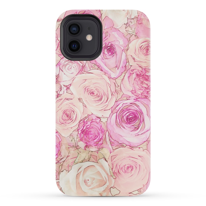 iPhone 12 mini StrongFit Pastel Rose Pattern by Andrea Haase