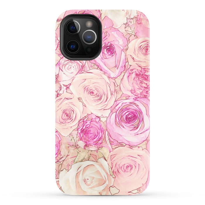 iPhone 12 Pro StrongFit Pastel Rose Pattern by Andrea Haase