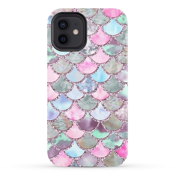 iPhone 12 StrongFit Pastel Multicolor Mermaid Scales by  Utart