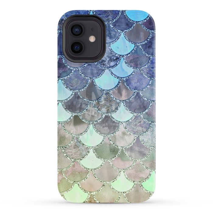 iPhone 12 StrongFit Multicolor Watercolor Fish and Mermaid Scales by  Utart