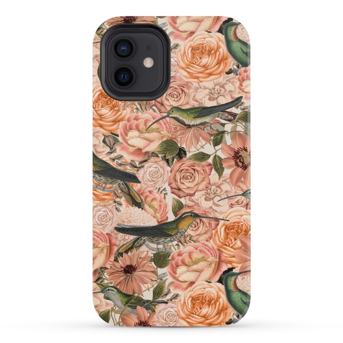 iPhone 12 mini StrongFit Vintage Flower And Hummingbird Pattern by Andrea Haase