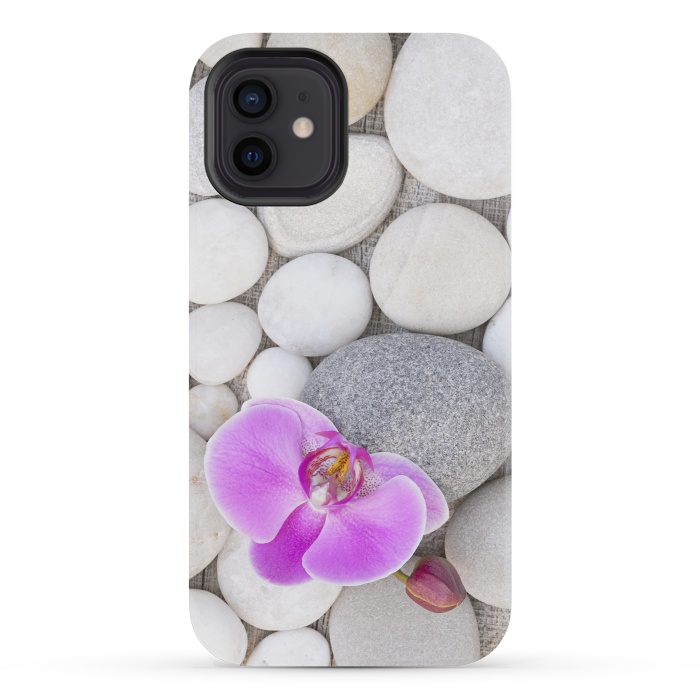 iPhone 12 mini StrongFit Zen Style Orchid On Pebble by Andrea Haase