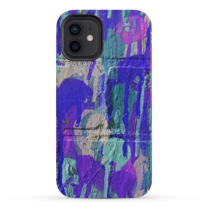 iPhone 12 mini StrongFit Blue And Purple Spray Paint Wall by Andrea Haase