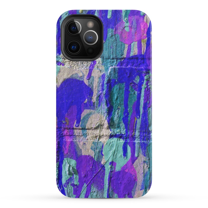 iPhone 12 Pro StrongFit Blue And Purple Spray Paint Wall by Andrea Haase