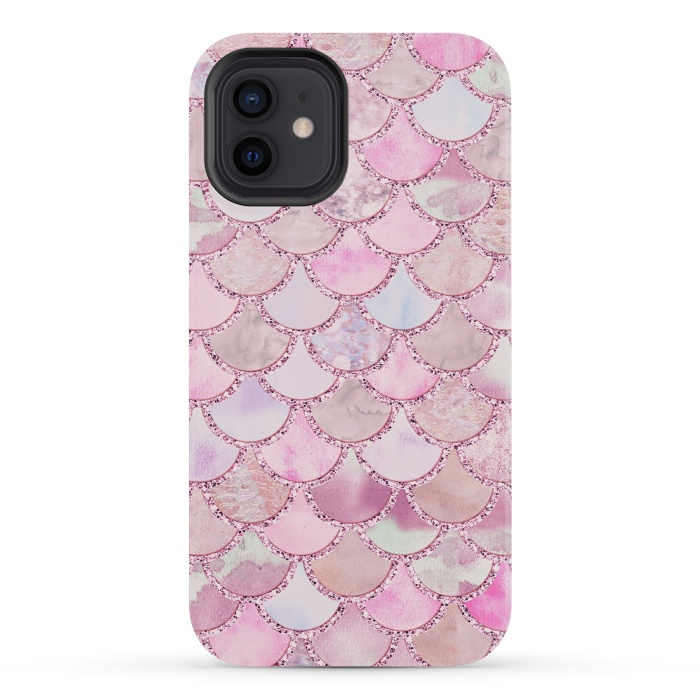 iPhone 12 mini StrongFit Pretty pink and pastel Mermaid Scales  by  Utart