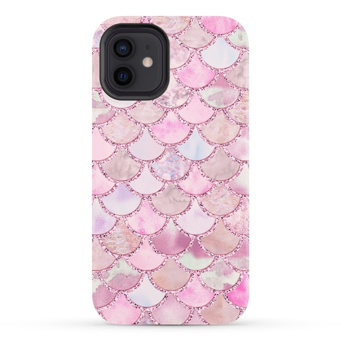 iPhone 12 StrongFit Pretty pink and pastel Mermaid Scales  by  Utart