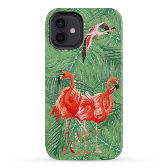 iPhone 12 mini StrongFit Flamingo Jungle  by  Utart